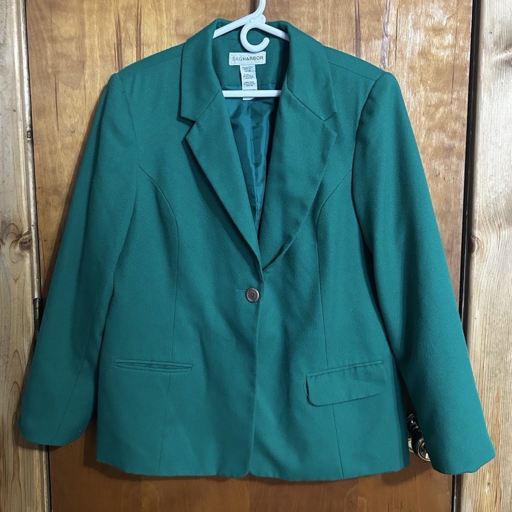 Sag Harbor Vintage Blazer Size 18 Womens‎ Green Career Jacket